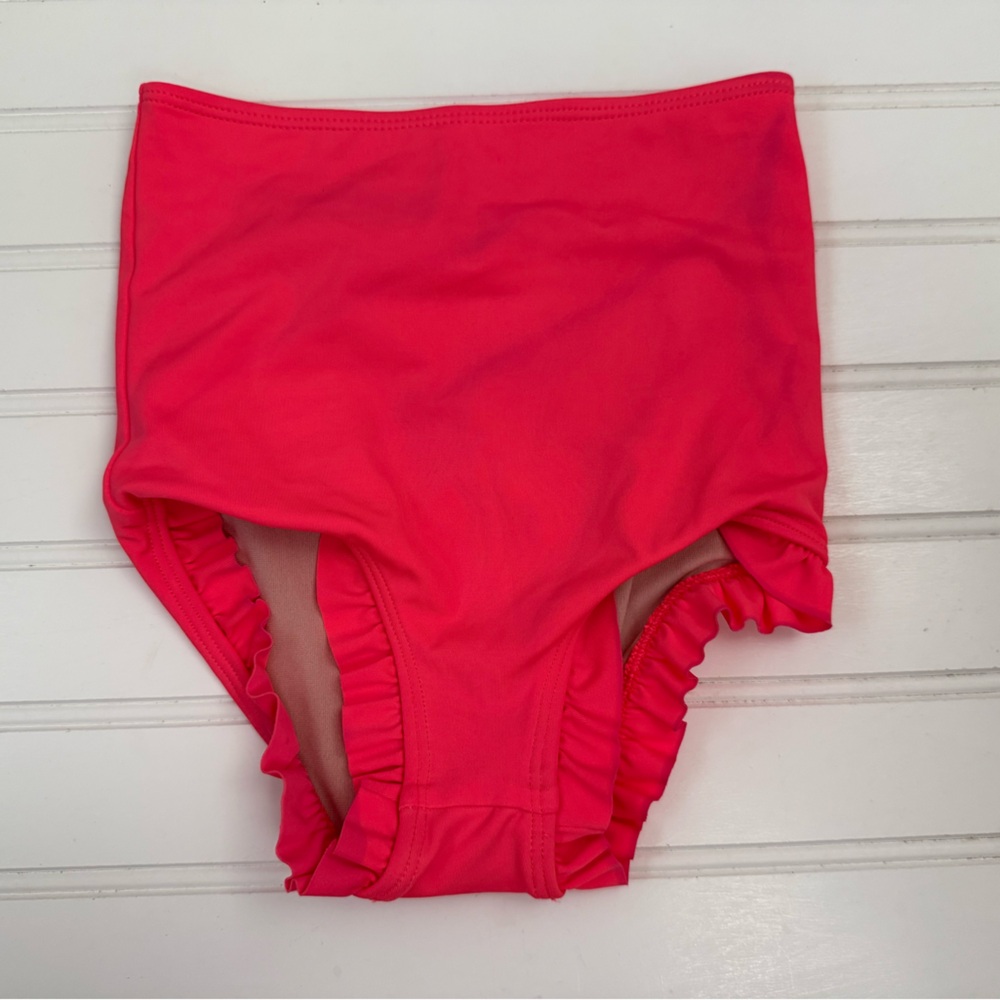 Kortni Jeane Girls Hot Pink Ruffle High-Waist Swim Bottoms